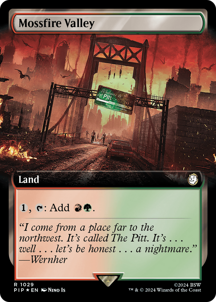 Mossfire Valley (Surge Foil) (PIP-1029) [Fallout] (Extended Art) Foil MTG Single Wizards of the Coast