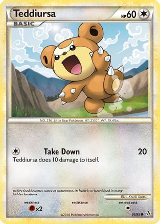 Teddiursa (65/95) Reverse Holofoil [HGSS: Unleashed] Pokemon Single Pokémon