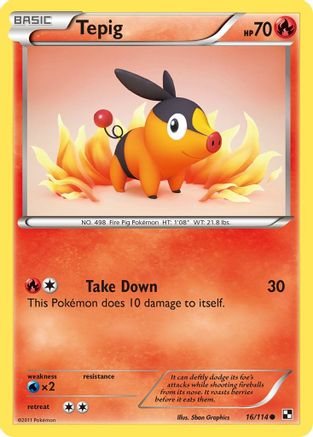 Tepig (16) (/114) Reverse Holofoil [BW: Base Set] Pokemon Single Pokémon