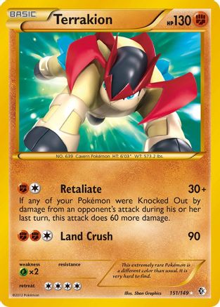Terrakion 151/149 Holofoil [BW: Boundaries Crossed] Pokemon Single Pokémon