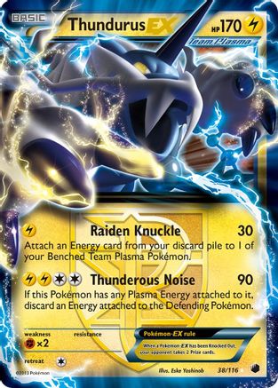 Thundurus EX (Team Plasma) 38/116 Holofoil [BW: Plasma Freeze] Pokemon Single Pokémon
