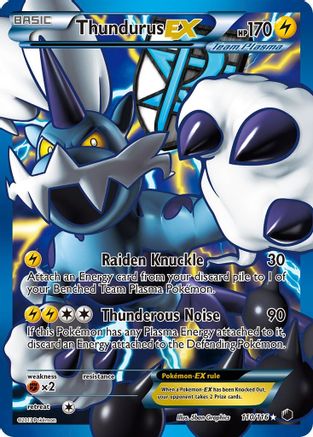 Thundurus EX (Team Plasma) (110 Full Art) (/116) Holofoil [BW: Plasma Freeze] Pokemon Single Pokémon