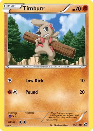 Timburr (59) (/114) Reverse Holofoil [BW: Base Set] Pokemon Single Pokémon