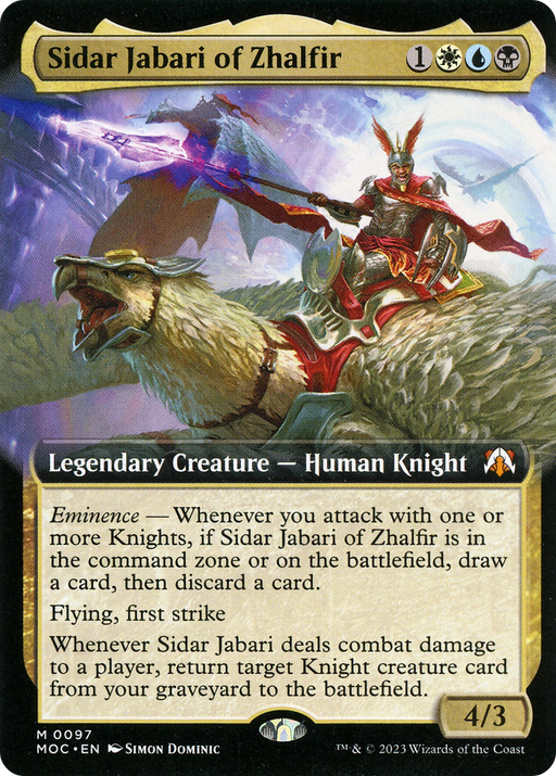 Sidar Jabari of Zhalfir (MOC-097) [March of the Machine Commander] (Extended Art) Foil MTG Single Wizards of the Coast