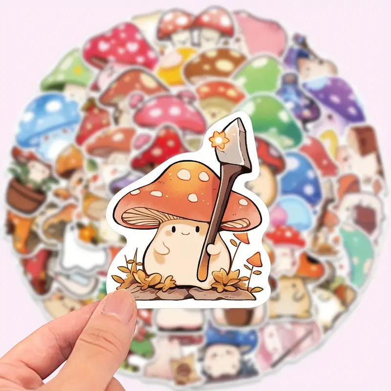 Cute Cartoon Mushroom Themed Vinyl Stickers 5 Pack Stickers, Pins & Patches Taps Imports