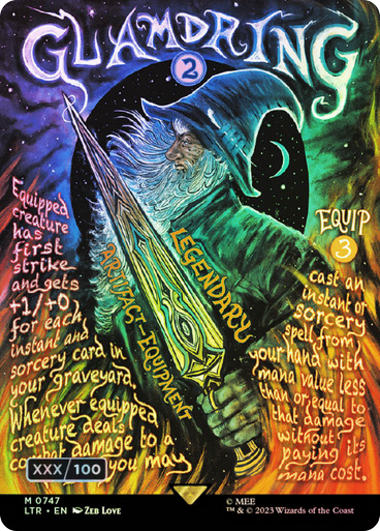 Glamdring (Borderless Poster) (Serial Numbered) (LTR-747) [The Lord of the Rings: Tales of Middle-earth] (Borderless) Foil MTG Single Wizards of the Coast