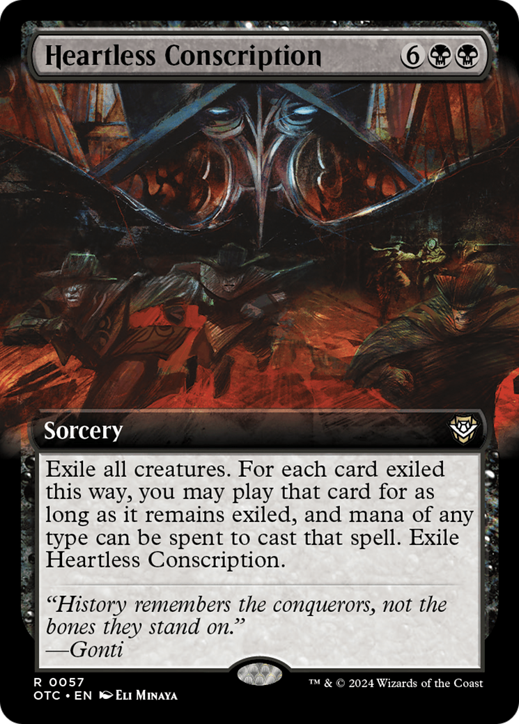 Heartless Conscription (OTC-057) [Outlaws of Thunder Junction Commander] (Extended Art) MTG Single Wizards of the Coast