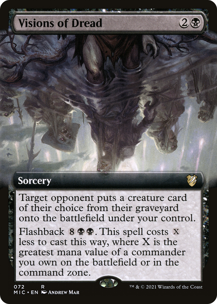 Visions of Dread (MIC-072) [Midnight Hunt Commander] (Extended Art) MTG Single Wizards of the Coast