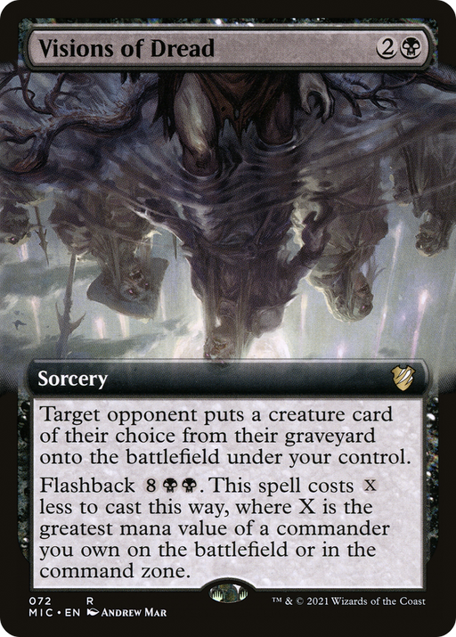 Visions of Dread (MIC-072) [Midnight Hunt Commander] (Extended Art) MTG Single Wizards of the Coast