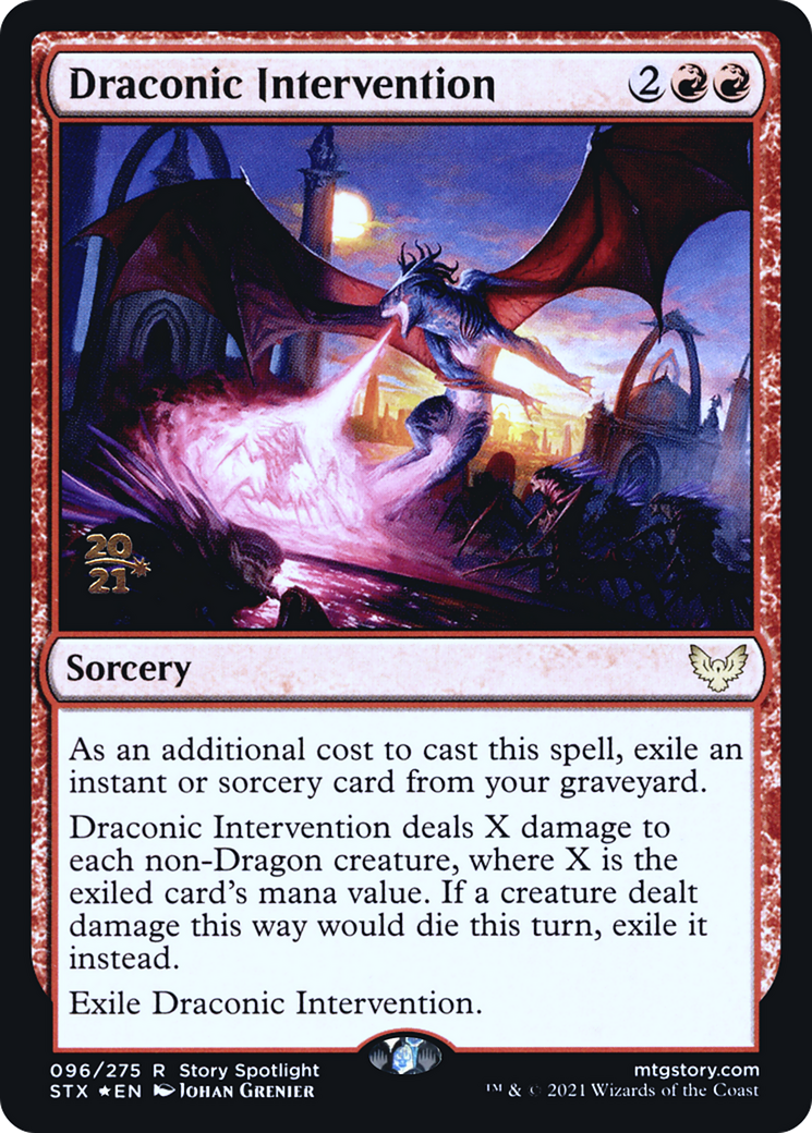Draconic Intervention (PRE-096) [Strixhaven: School of Mages Promos] Foil MTG Single Wizards of the Coast