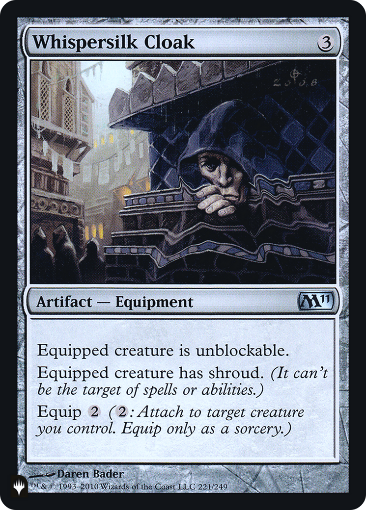 Whispersilk Cloak (M11) (LIST-221) [Mystery Booster] The List Foil MTG Single Wizards of the Coast