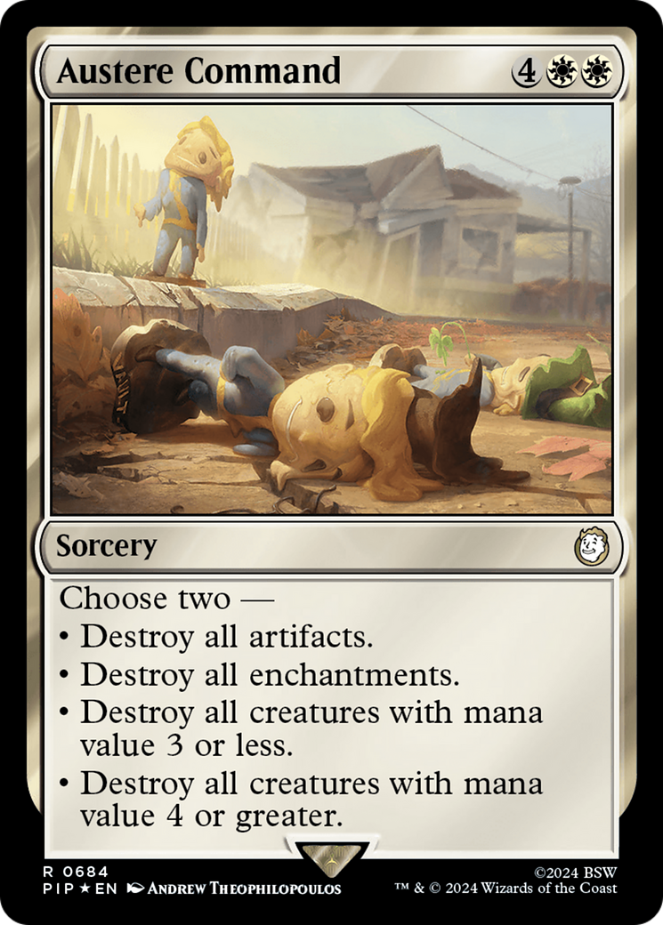 Austere Command (Surge Foil) (PIP-684) [Fallout] Foil MTG Single Wizards of the Coast