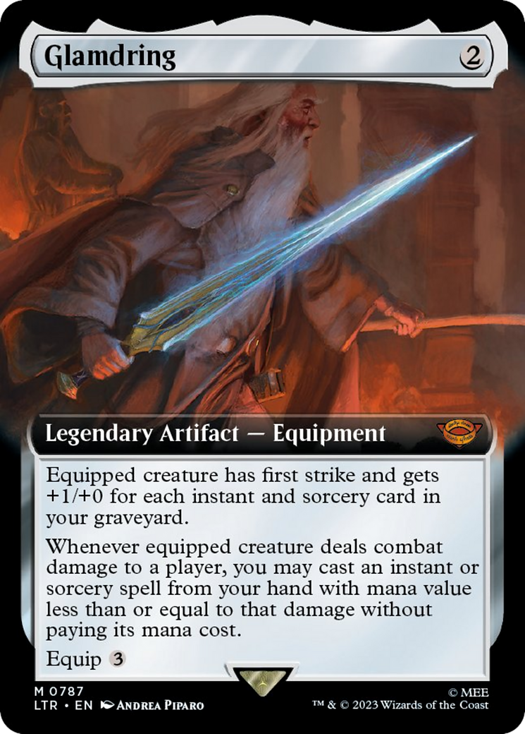 Glamdring (Surge Foil) (LTR-787) [The Lord of the Rings: Tales of Middle-earth] (Extended Art) Foil MTG Single Wizards of the Coast