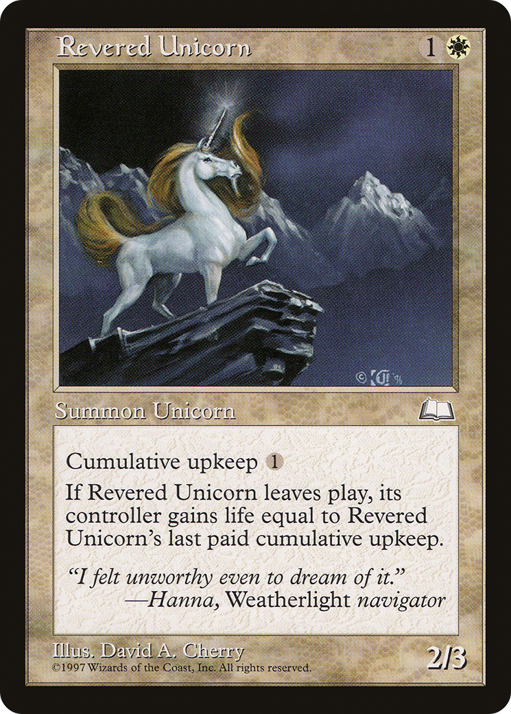 Revered Unicorn (WTH-) [Weatherlight] MTG Single Wizards of the Coast