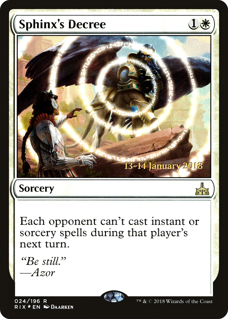 Sphinx's Decree (PRE-024) [Rivals of Ixalan Promos] Foil MTG Single Wizards of the Coast