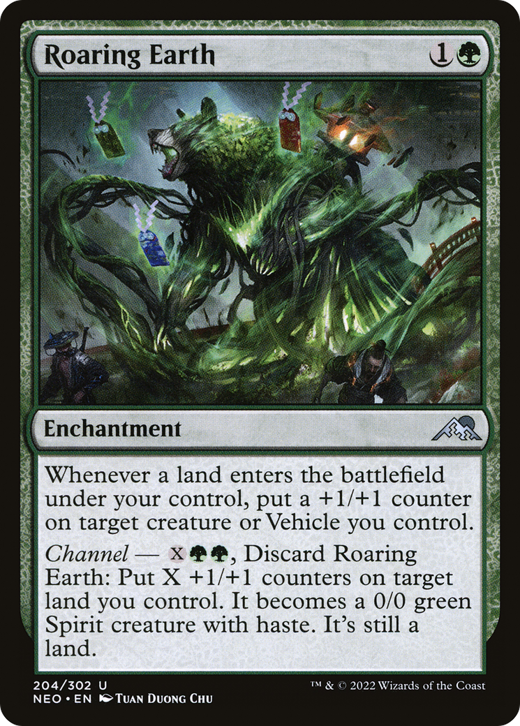 Roaring Earth (NEO-204) [Kamigawa: Neon Dynasty] Foil MTG Single Wizards of the Coast