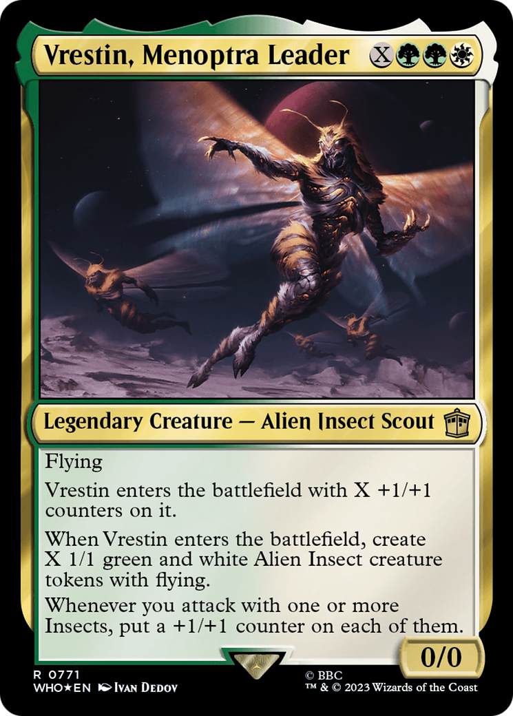 Vrestin, Menoptra Leader (Surge Foil) (WHO-771) [Doctor Who] Foil MTG Single Wizards of the Coast