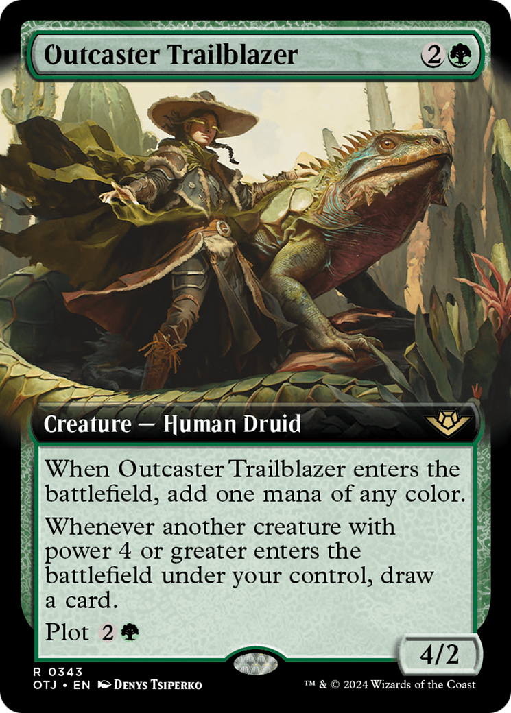 Outcaster Trailblazer (OTJ-343) [Outlaws of Thunder Junction] (Extended Art) Foil MTG Single Wizards of the Coast