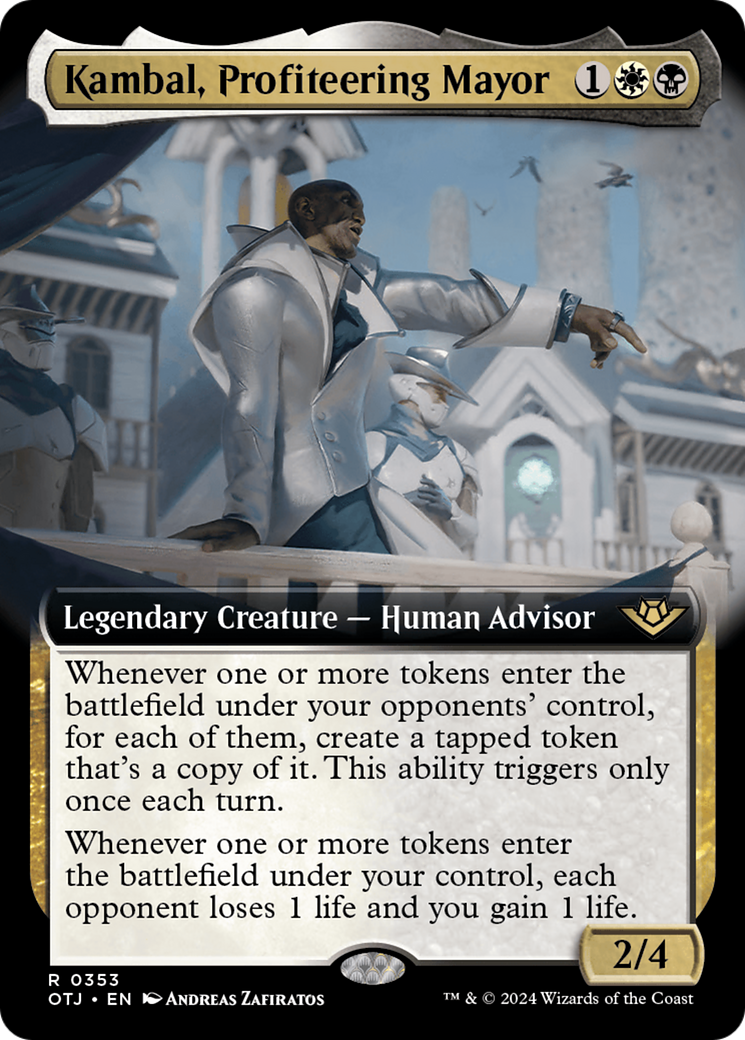 Kambal, Profiteering Mayor (OTJ-353) [Outlaws of Thunder Junction] (Extended Art) MTG Single Wizards of the Coast