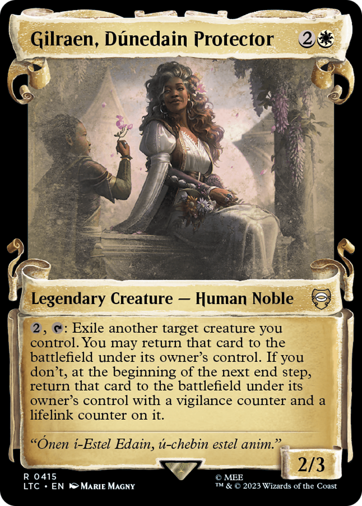 Gilraen, Dunedain Protector (Showcase Scrolls) (LTC-415) [Tales of Middle-earth Commander] (Showcase) Foil MTG Single Wizards of the Coast