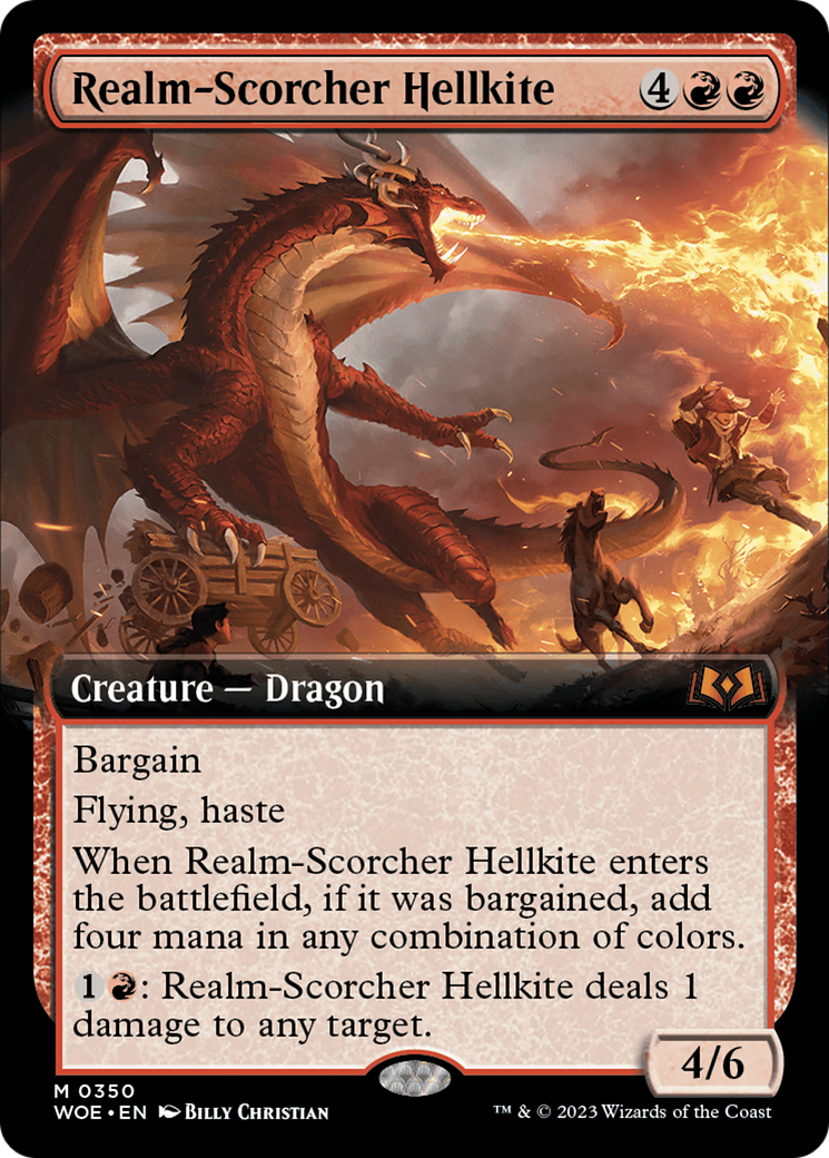 Realm-Scorcher Hellkite (Extended Art) [Wilds of Eldraine] MTG Single Magic: The Gathering