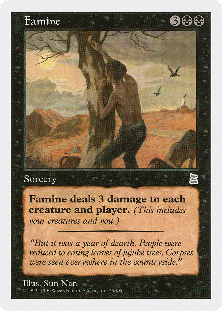 Famine (PTK-075) [Oldschool] Portal Three Kingdoms MTG Single Wizards of the Coast