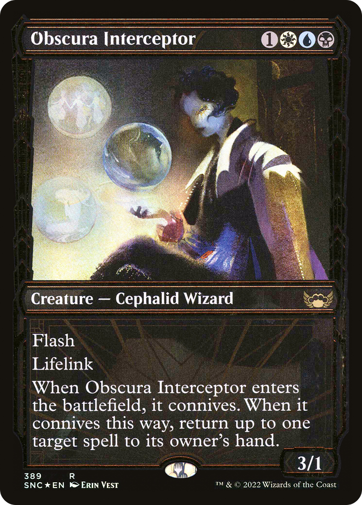 Obscura Interceptor (Gilded Foil) (SNC-389) [Streets of New Capenna] (Showcase) Foil MTG Single Wizards of the Coast