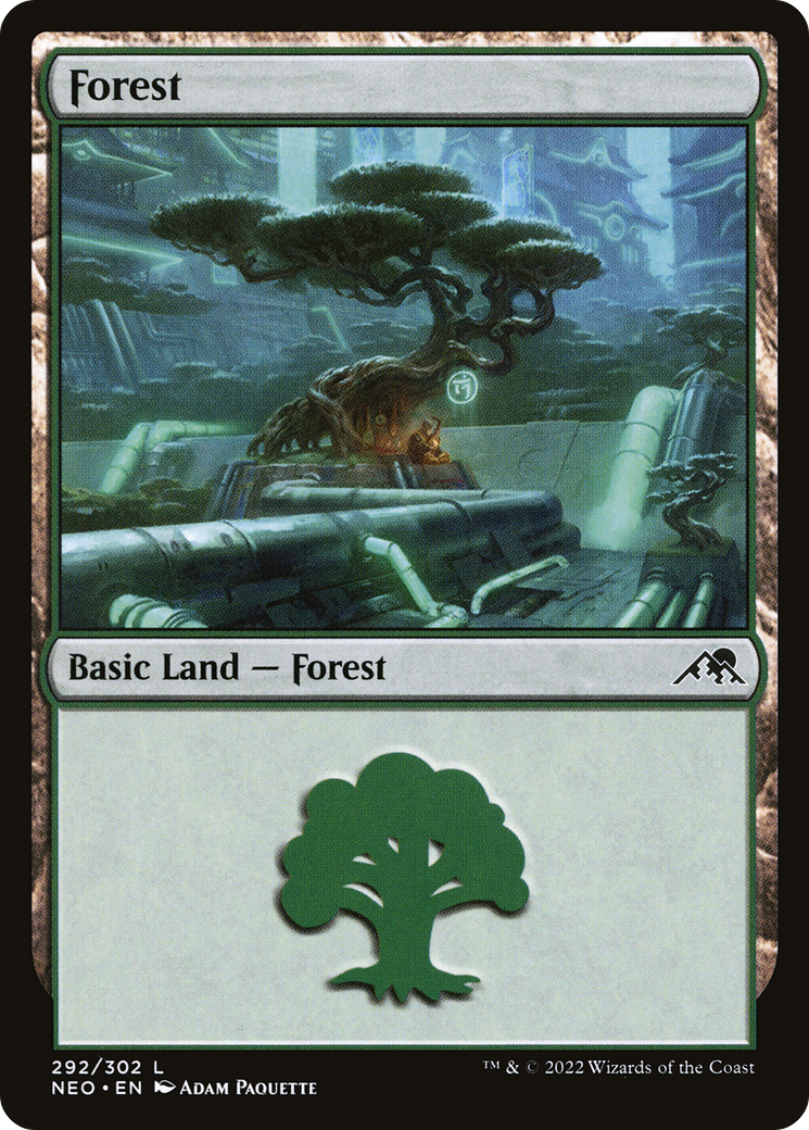 Forest (NEO-292) [Kamigawa: Neon Dynasty] Foil MTG Single Wizards of the Coast