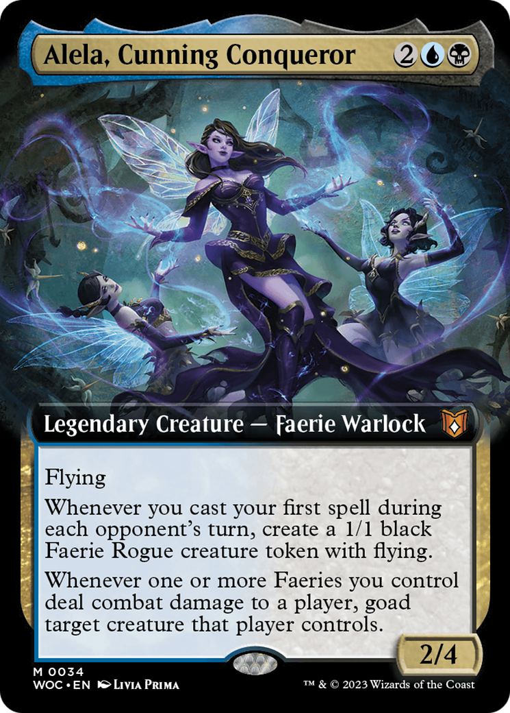 Alela, Cunning Conqueror (WOC-034) [Wilds of Eldraine Commander] (Extended Art) MTG Single Wizards of the Coast