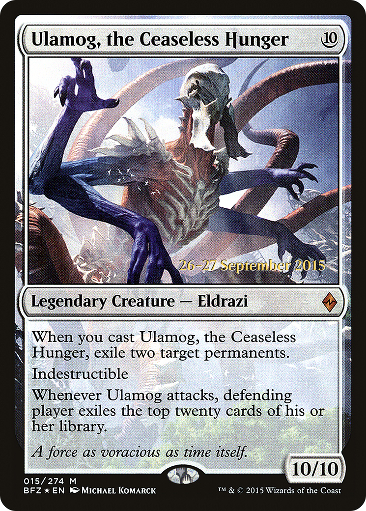 Ulamog, the Ceaseless Hunger (PRE-015) [Battle for Zendikar Promos] Foil MTG Single Wizards of the Coast