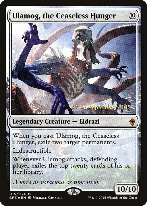 Ulamog, the Ceaseless Hunger (PRE-015) [Battle for Zendikar Promos] Foil MTG Single Wizards of the Coast