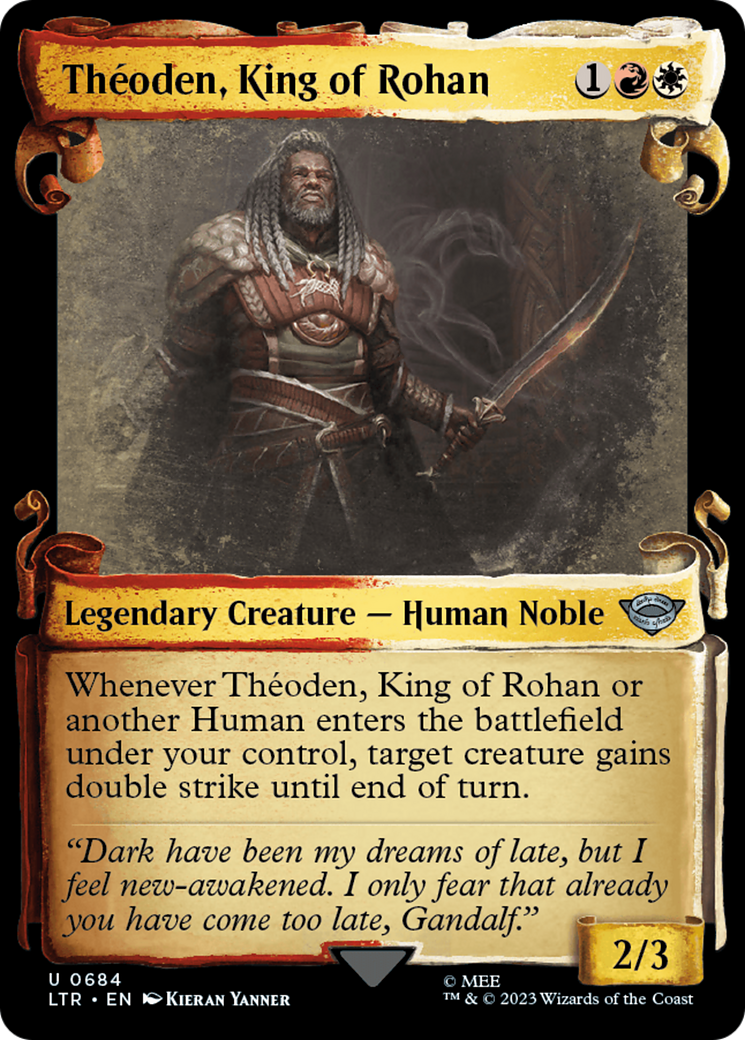 Theoden, King of Rohan (Showcase Scrolls) (LTR-684) [The Lord of the Rings: Tales of Middle-earth] (Showcase) Foil MTG Single Wizards of the Coast