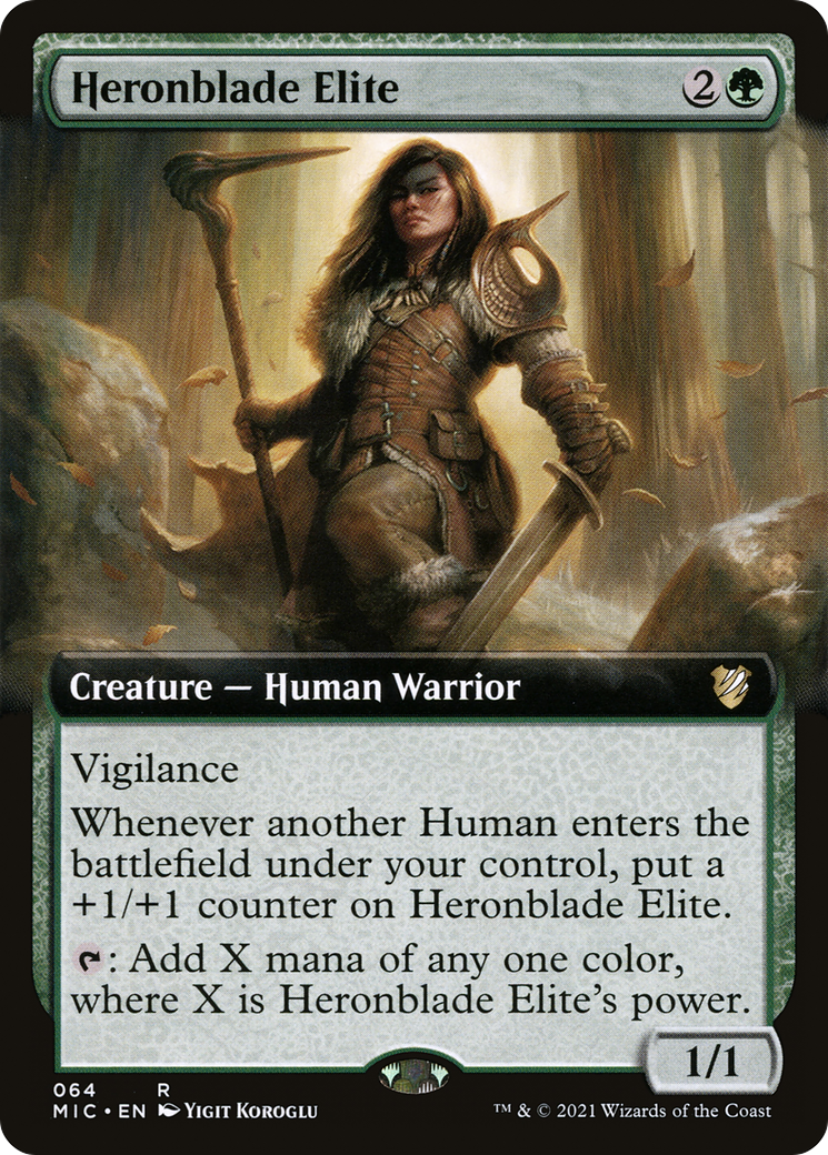 Heronblade Elite (MIC-064) [Midnight Hunt Commander] (Extended Art) MTG Single Wizards of the Coast