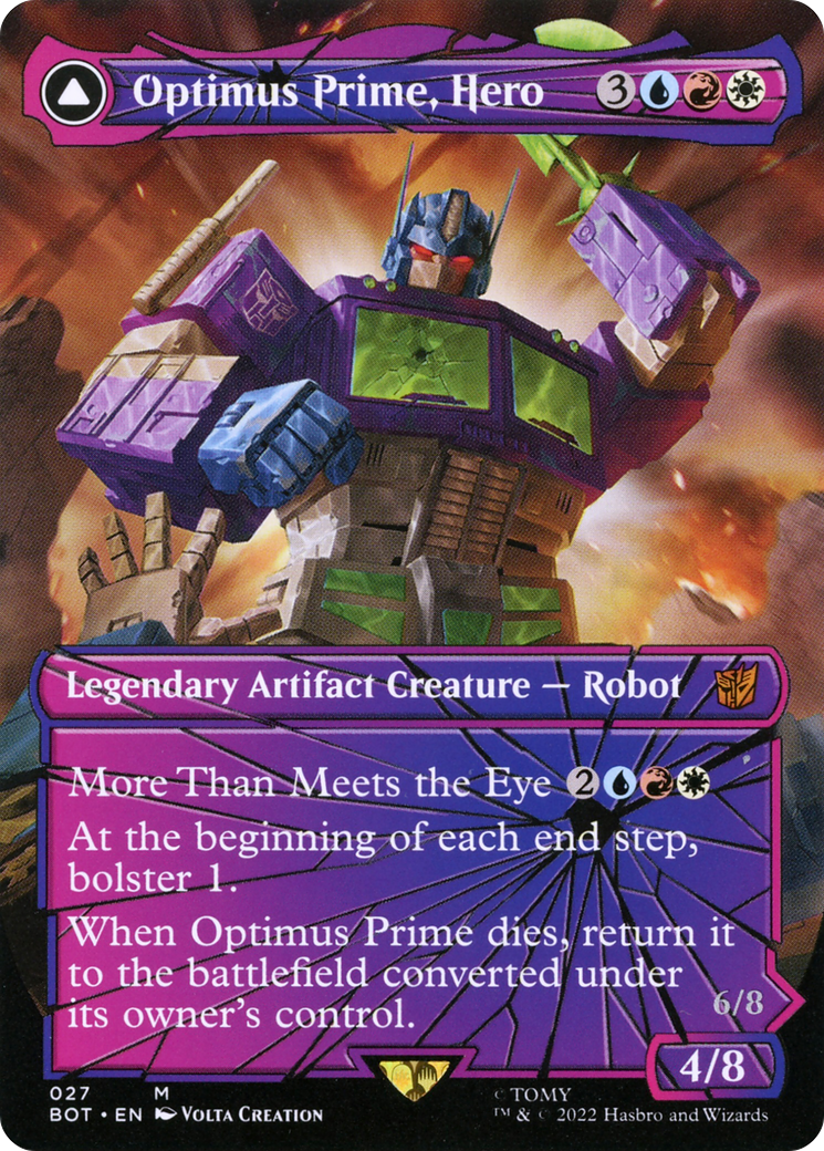 Optimus Prime, Hero (Shattered Glass) (BOT-027) [Transformers] (Borderless) MTG Single Wizards of the Coast