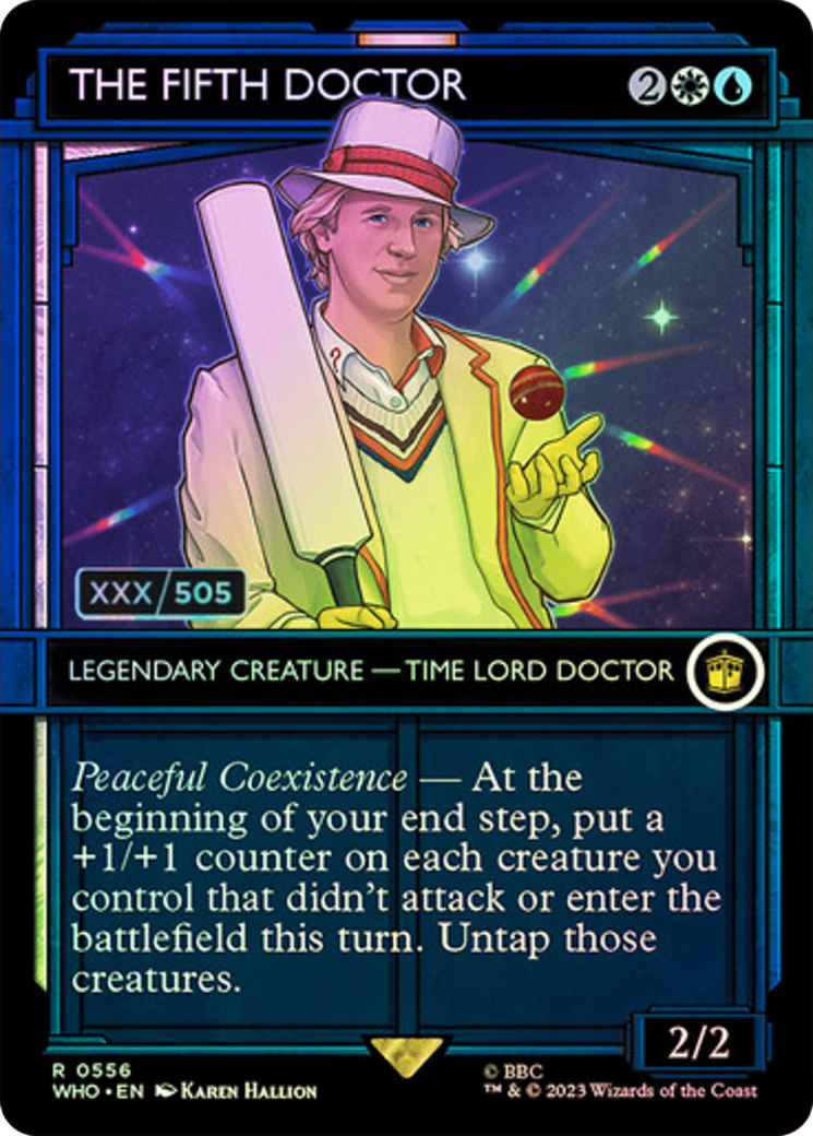The Fifth Doctor (Serial Numbered) (WHO-556) [Doctor Who] (Showcase) (Borderless) Foil MTG Single Wizards of the Coast