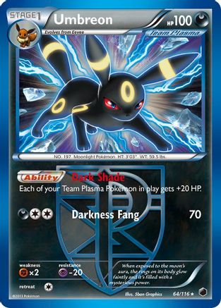 Umbreon (Team Plasma) (64/116) Reverse Holofoil [BW: Plasma Freeze] Pokemon Single Pokémon