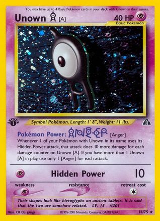 Unown [A] (14/75) 1st Edition Holofoil [Vintage: Neo Discovery] Pokemon Single Pokémon