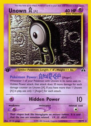 Unown [A] (33) (/75) 1st Edition [Vintage: Neo Discovery] Pokemon Single Pokémon
