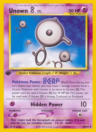 Unown [B] (39/64) 1st Edition [Vintage: Neo Revelation] Pokemon Single Pokémon