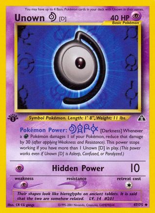 Unown [D] (47/75) 1st Edition [Vintage: Neo Discovery] Pokemon Single Pokémon