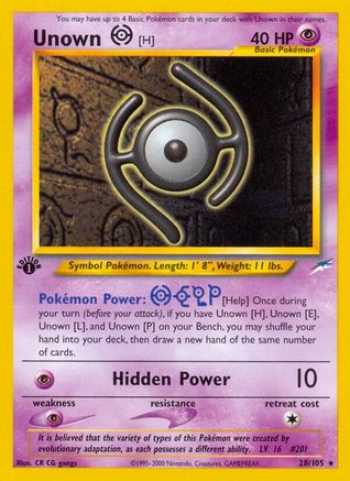 Unown [H] (/105) 1st Edition [Vintage: Neo Destiny] Pokemon Single Pokémon