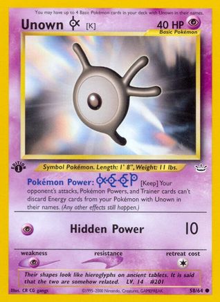 Unown [K] (58/64) 1st Edition [Vintage: Neo Revelation] Pokemon Single Pokémon
