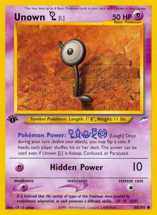 Unown [L] (86/105) 1st Edition [Vintage: Neo Destiny] Pokemon Single Pokémon