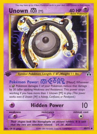 Unown [M] (49/75) 1st Edition [Vintage: Neo Discovery] Pokemon Single Pokémon