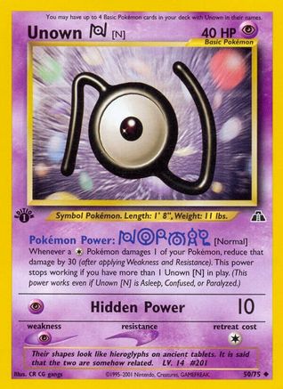 Unown [N] (50/75) 1st Edition [Vintage: Neo Discovery] Pokemon Single Pokémon