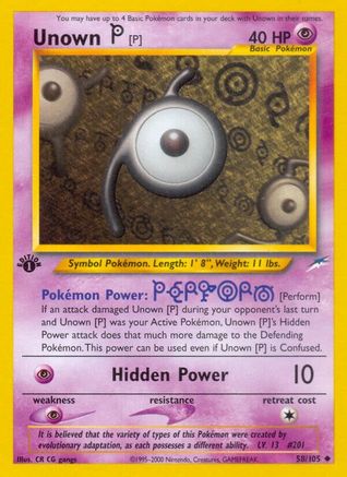 Unown [P] (58/105) 1st Edition [Vintage: Neo Destiny] Pokemon Single Pokémon