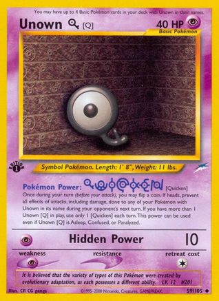 Unown [Q] (/105) 1st Edition [Vintage: Neo Destiny] Pokemon Single Pokémon