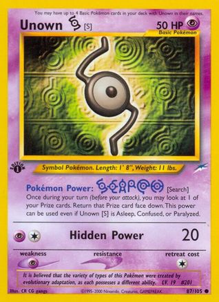 Unown [S] (87/105) 1st Edition [Vintage: Neo Destiny] Pokemon Single Pokémon