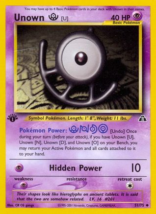 Unown [U] (51/75) 1st Edition [Vintage: Neo Discovery] Pokemon Single Pokémon