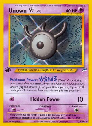 Unown [W] (/105) 1st Edition [Vintage: Neo Destiny] Pokemon Single Pokémon